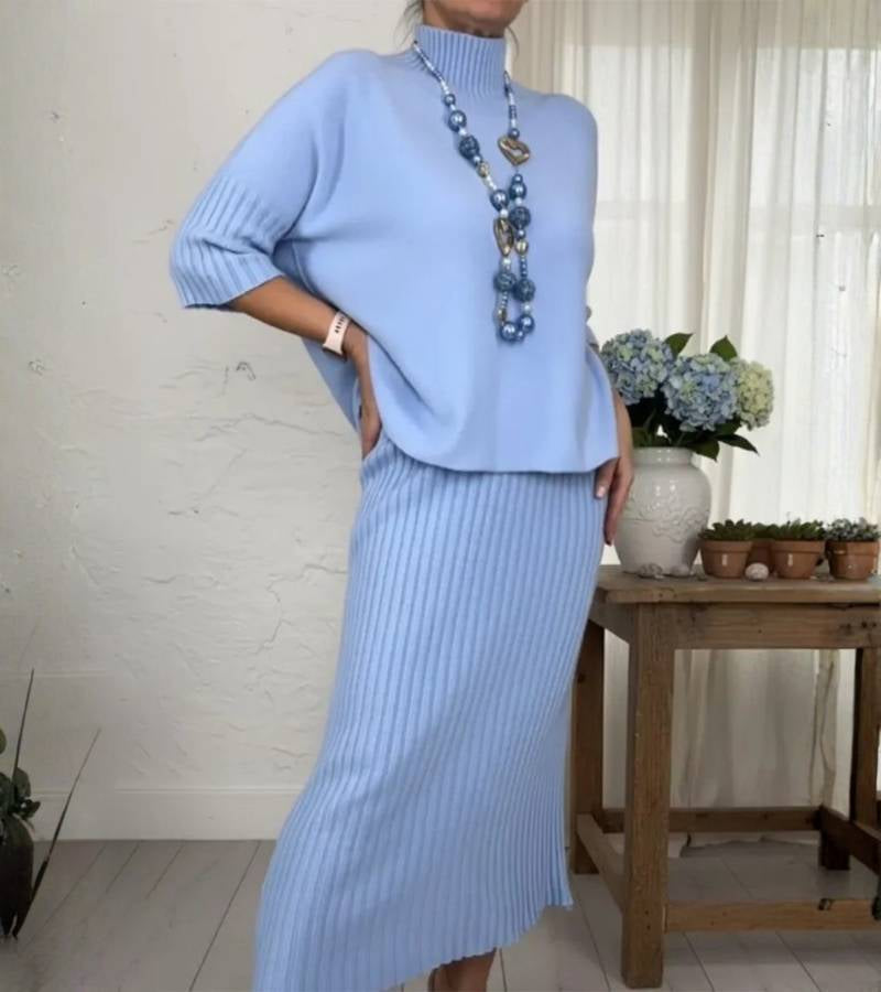 Debora | Knitted ensemble with ribbed midi skirt