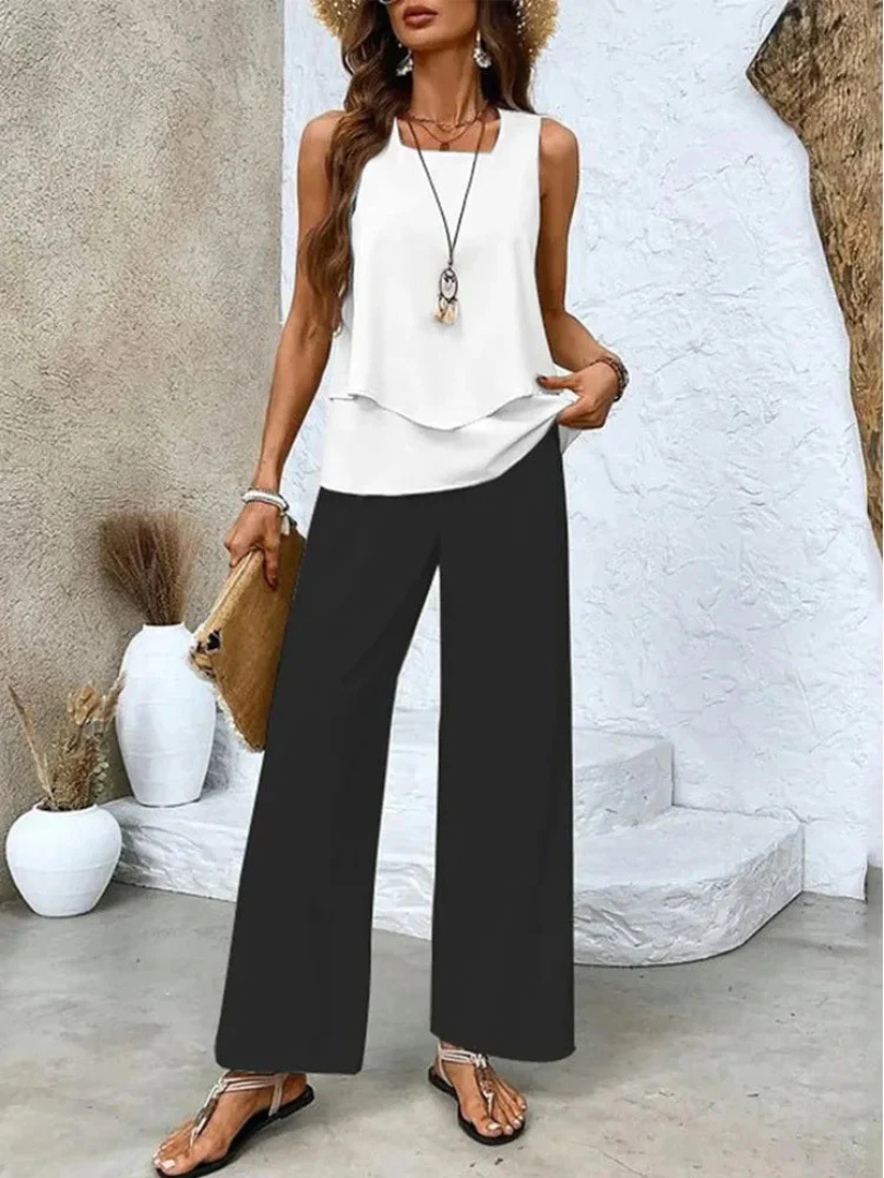 Ovelynra™ | Sleeveless Top and Wide Trousers