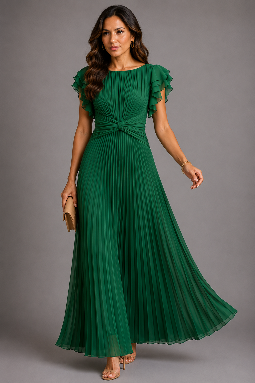 Sélène | Glamorous Pleated Maxi Dress