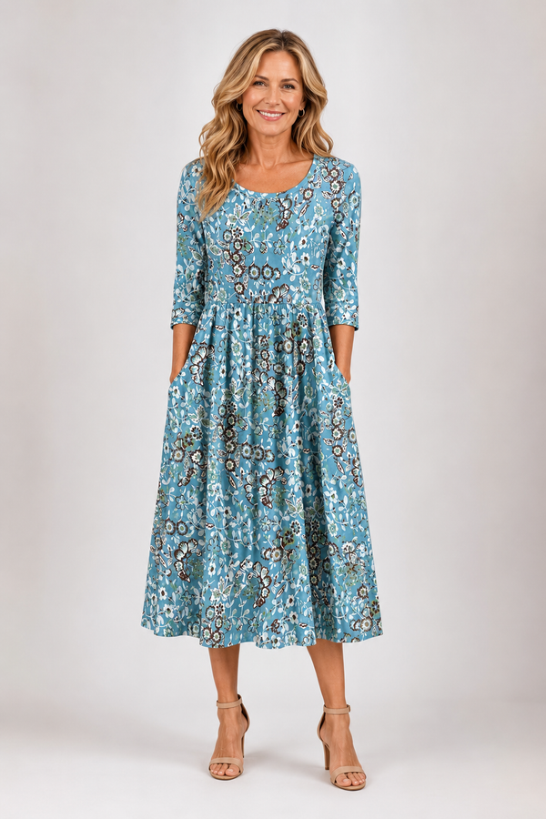 Celeste-Printed Midi Dress