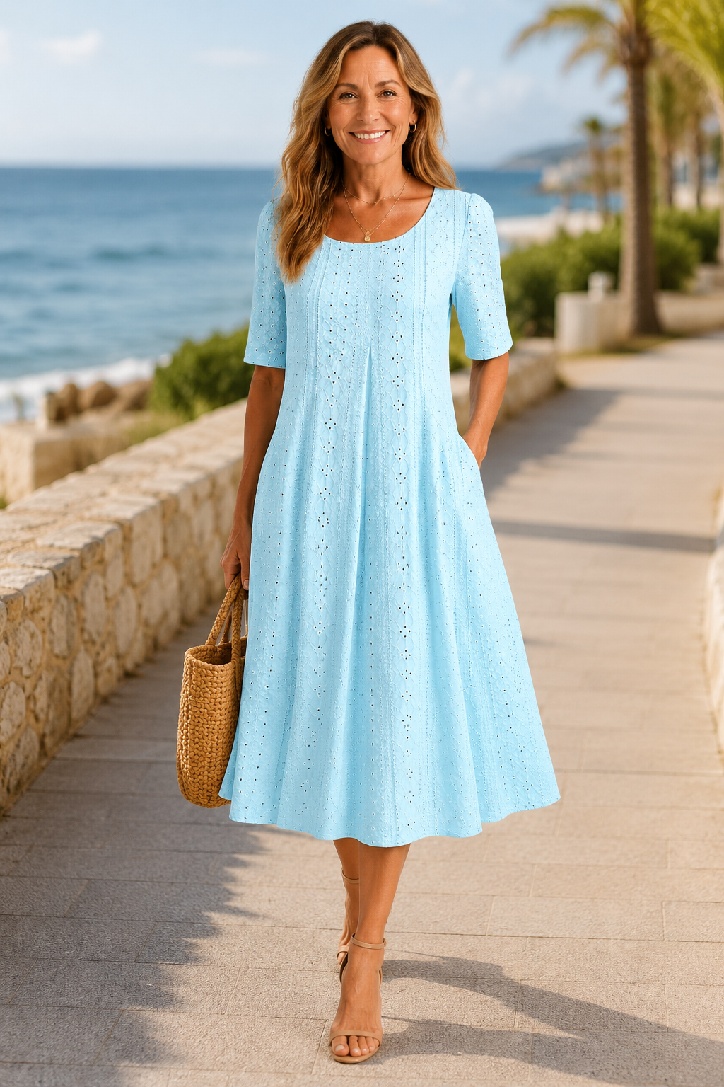 Coralie-Eyelet Midi Dress