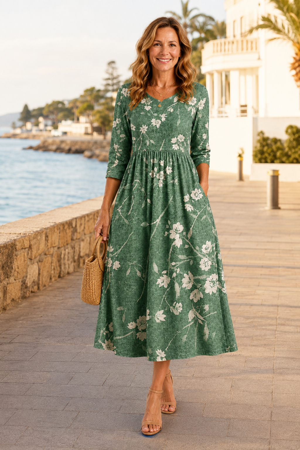 Sylvie-Sage Floral Midi Dress
