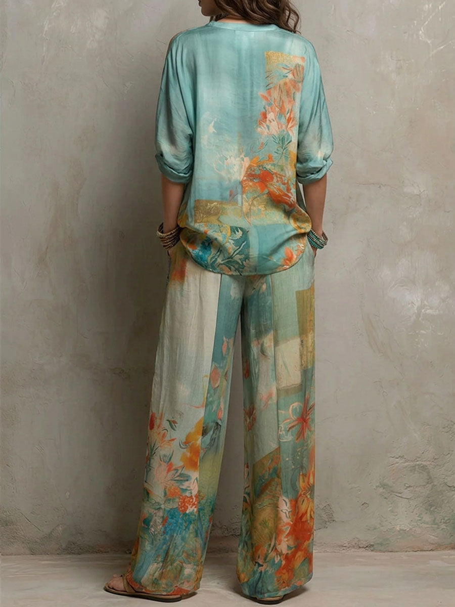 Aveline™ | Elegant Floral Print Two-Piece Set