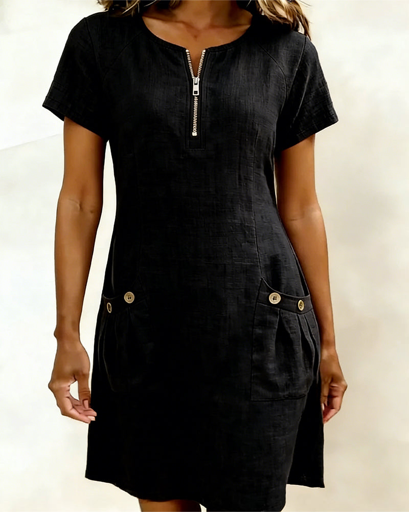 Aisley™ | Cotton Dress with Zip Closure