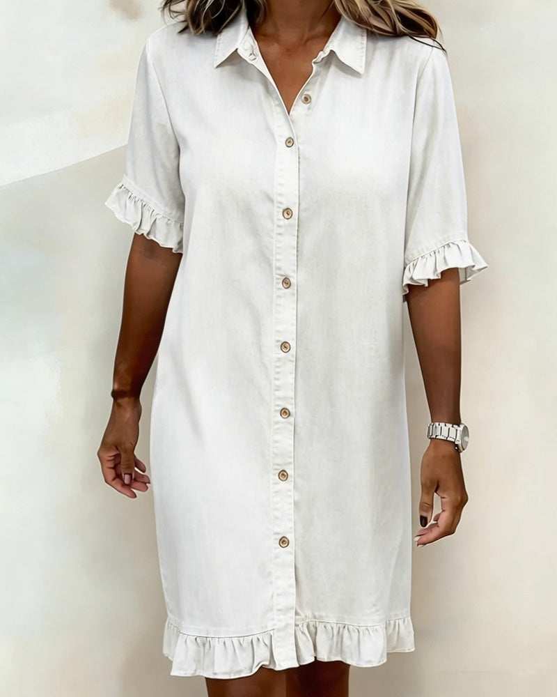 Nancy | Comfortable Denim Dress with Flattering Ruching