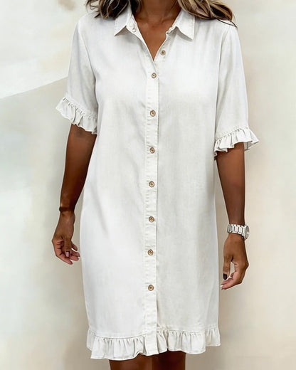Nancy | Comfortable Denim Dress with Flattering Ruching