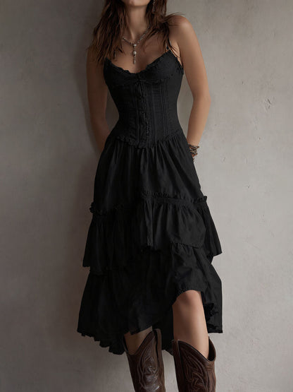 ELARA | BOHO CORSET MIDI DRESS