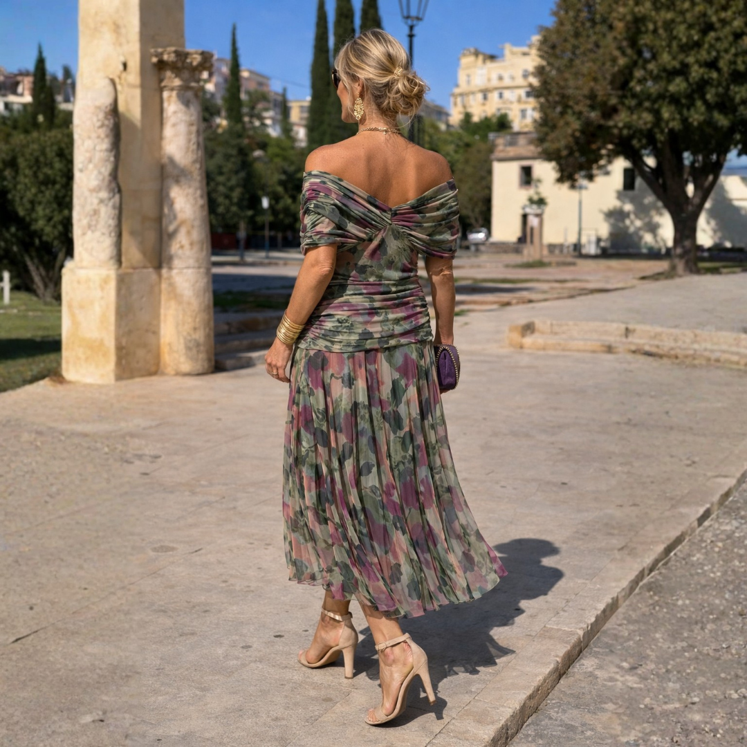 Norma - Off-Shoulder Chiffon Wrap Dress