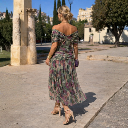 Norma - Off-Shoulder Chiffon Wrap Dress