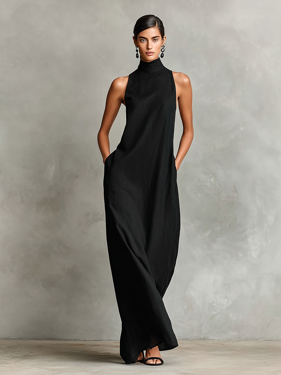 Nerina™ | Elegant Mono Turtleneck Dress