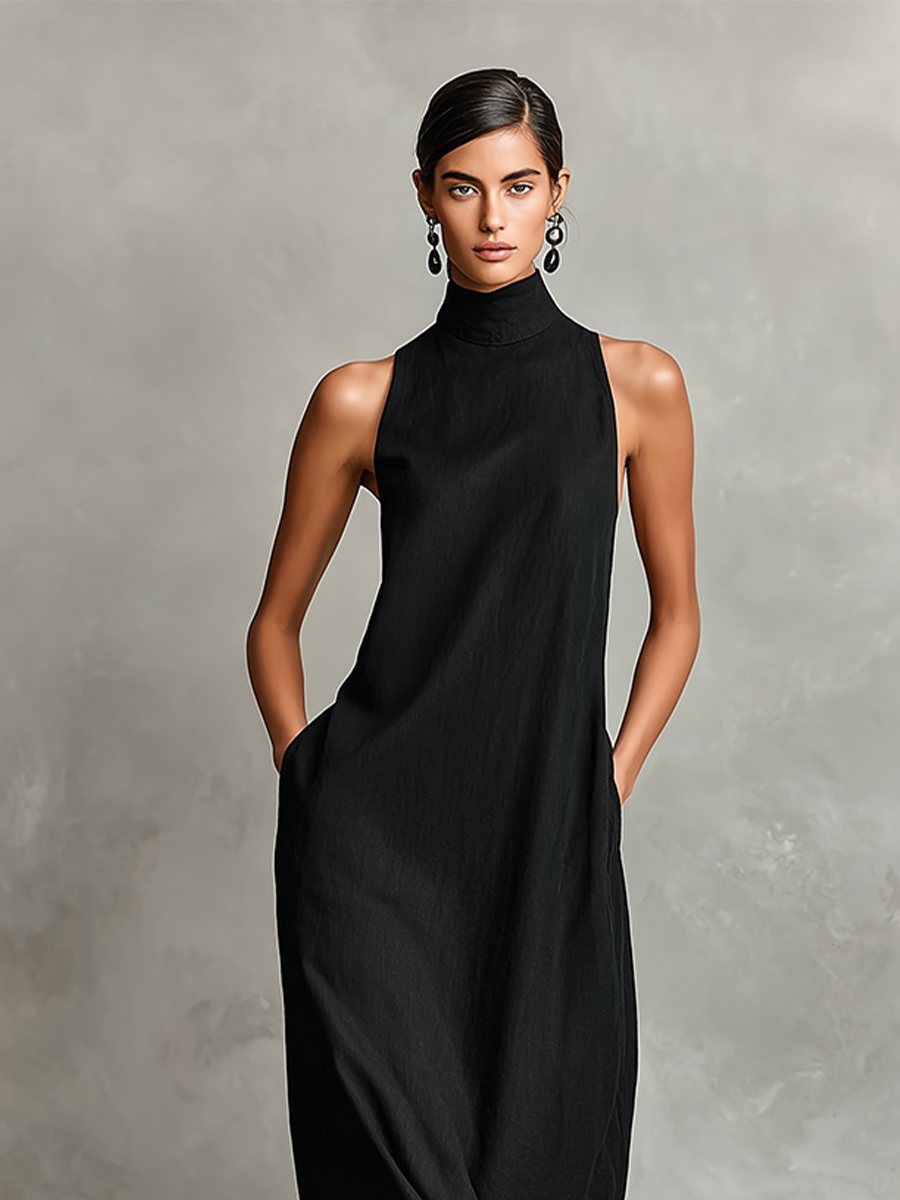Nerina™ | Elegant Mono Turtleneck Dress
