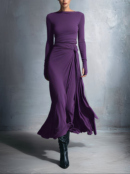 NAOMIE - Side-Knot Wrap Maxi Dress