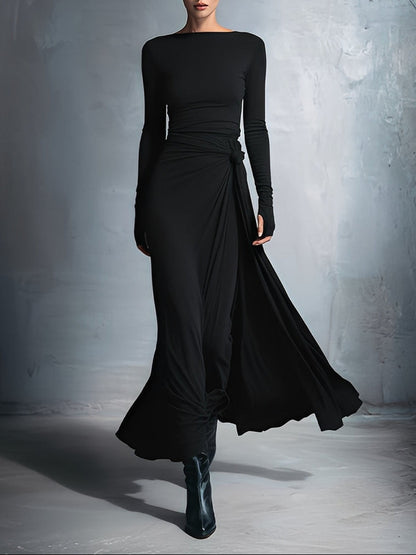 NAOMIE - Side-Knot Wrap Maxi Dress