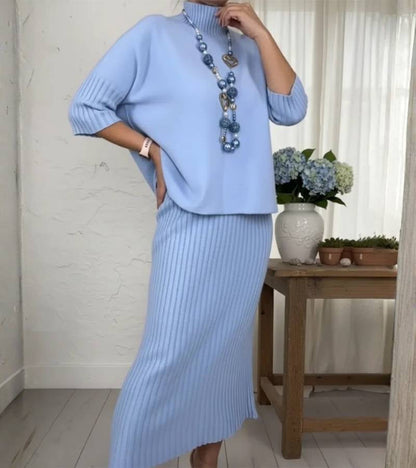 Debora | Knitted ensemble with ribbed midi skirt