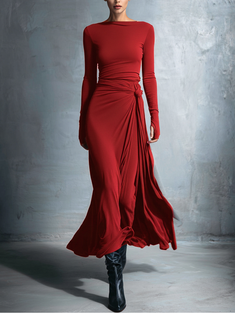 NAOMIE - Side-Knot Wrap Maxi Dress