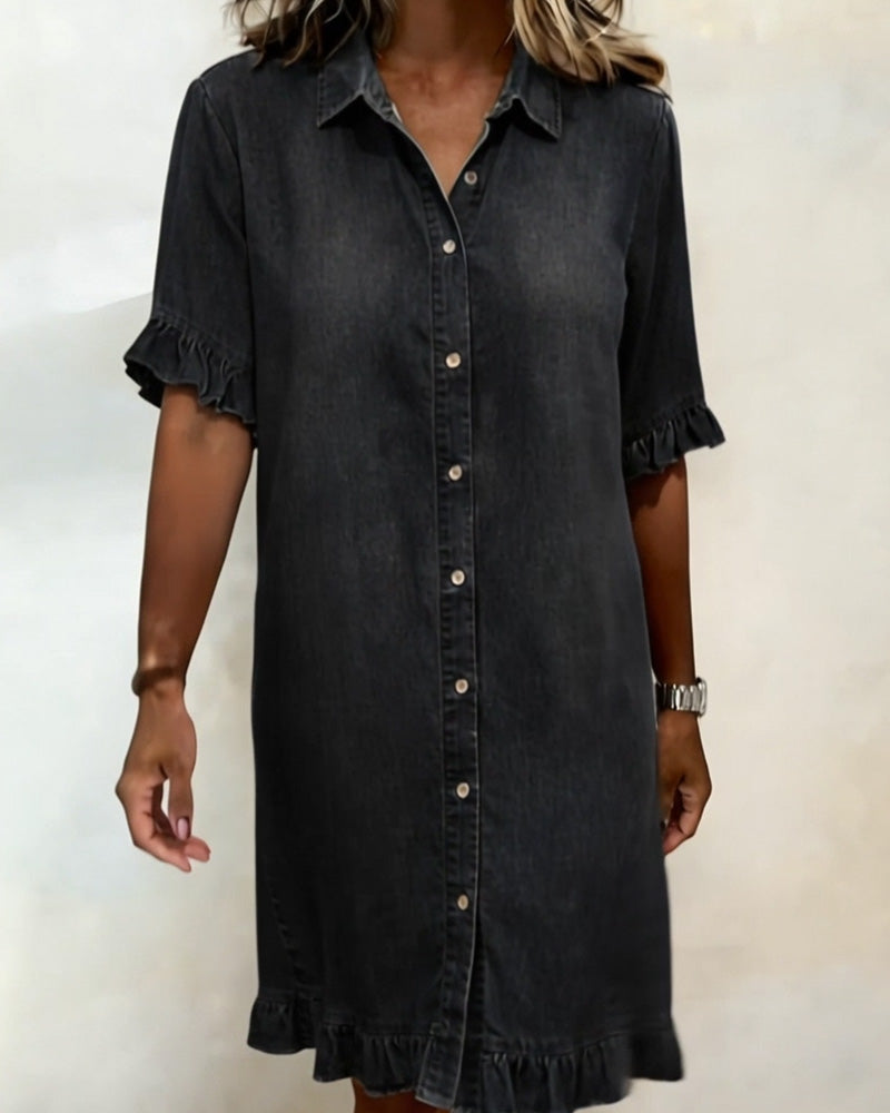 Nancy | Comfortable Denim Dress with Flattering Ruching