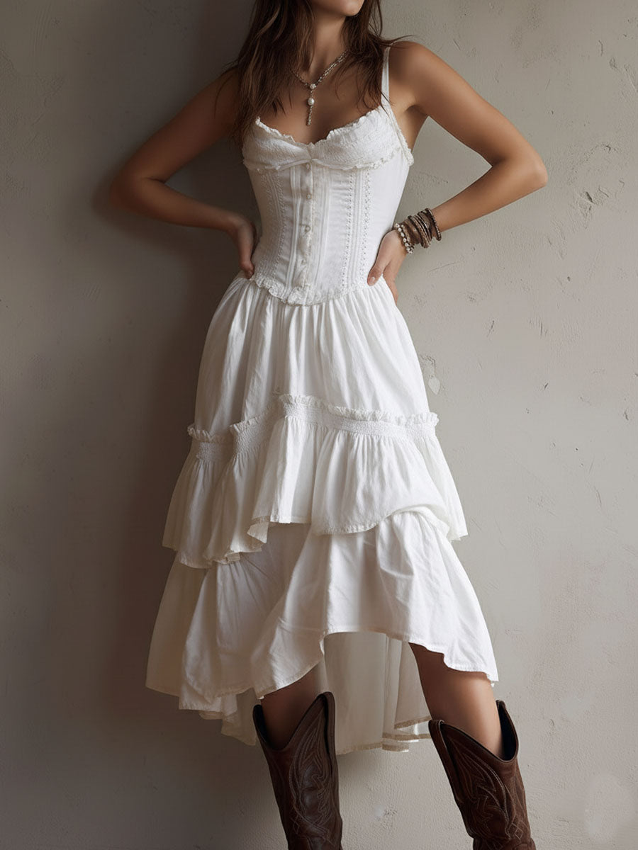 ELARA | BOHO CORSET MIDI DRESS