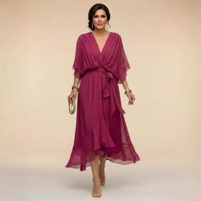 Grace | Chiffon Dress with V-Neck