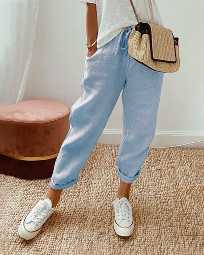 Lucie™ — Fluid Trousers in Cotton and Linen Blend