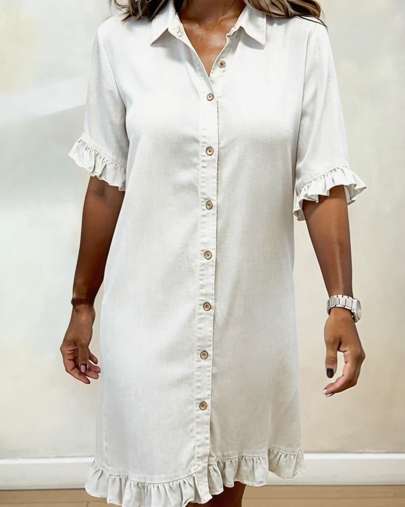 Nancy | Comfortable Denim Dress with Flattering Ruching