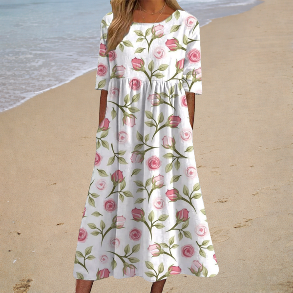 Flowing long dress, chic and comfortable