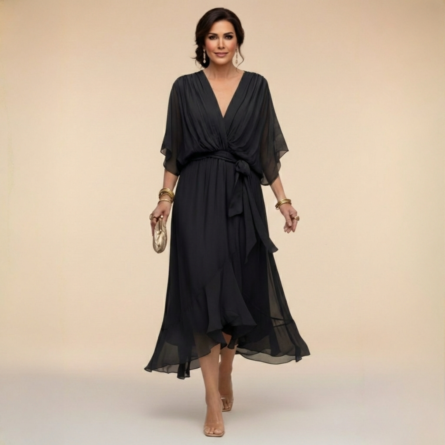 Grace | Chiffon Dress with V-Neck