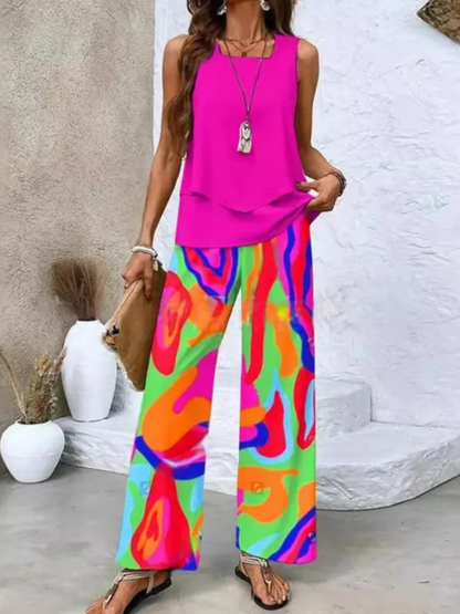Ovelynra™ | Sleeveless Top and Wide Trousers