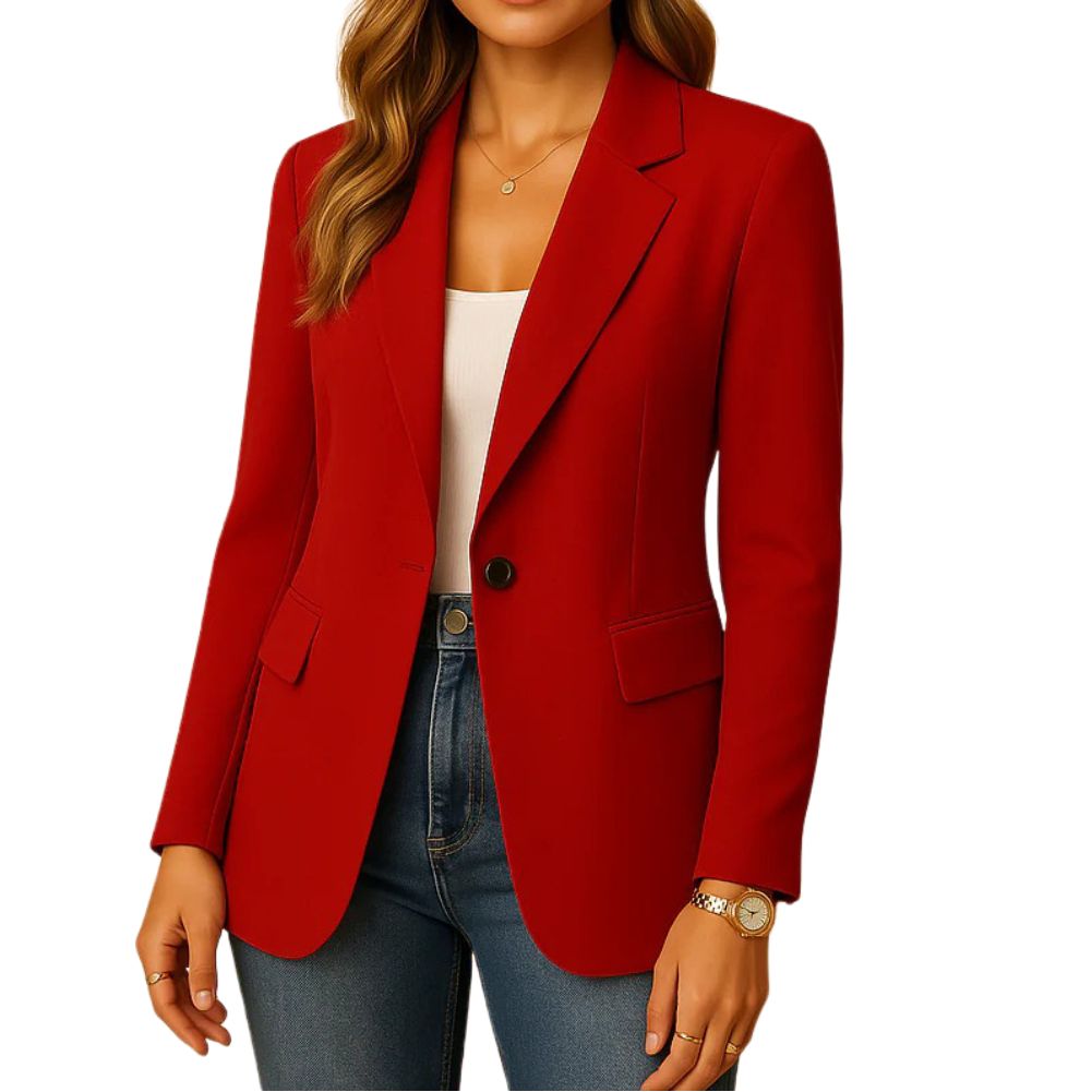 Women's Stretch Blazer with Notched Lapel and Single-Button Closure, Machine Washable
