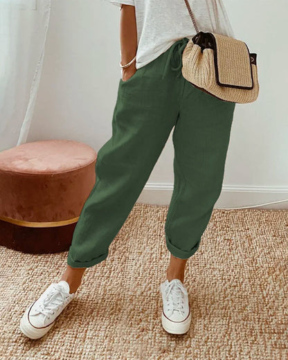 Lucie™ — Fluid Trousers in Cotton and Linen Blend