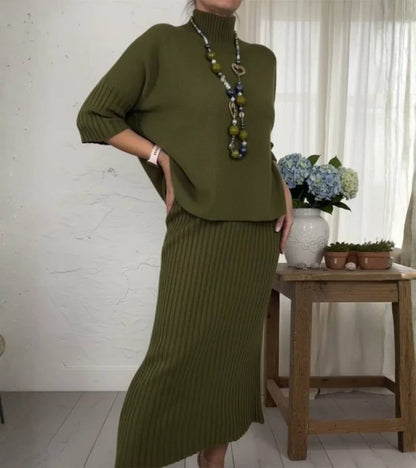 Debora | Knitted ensemble with ribbed midi skirt
