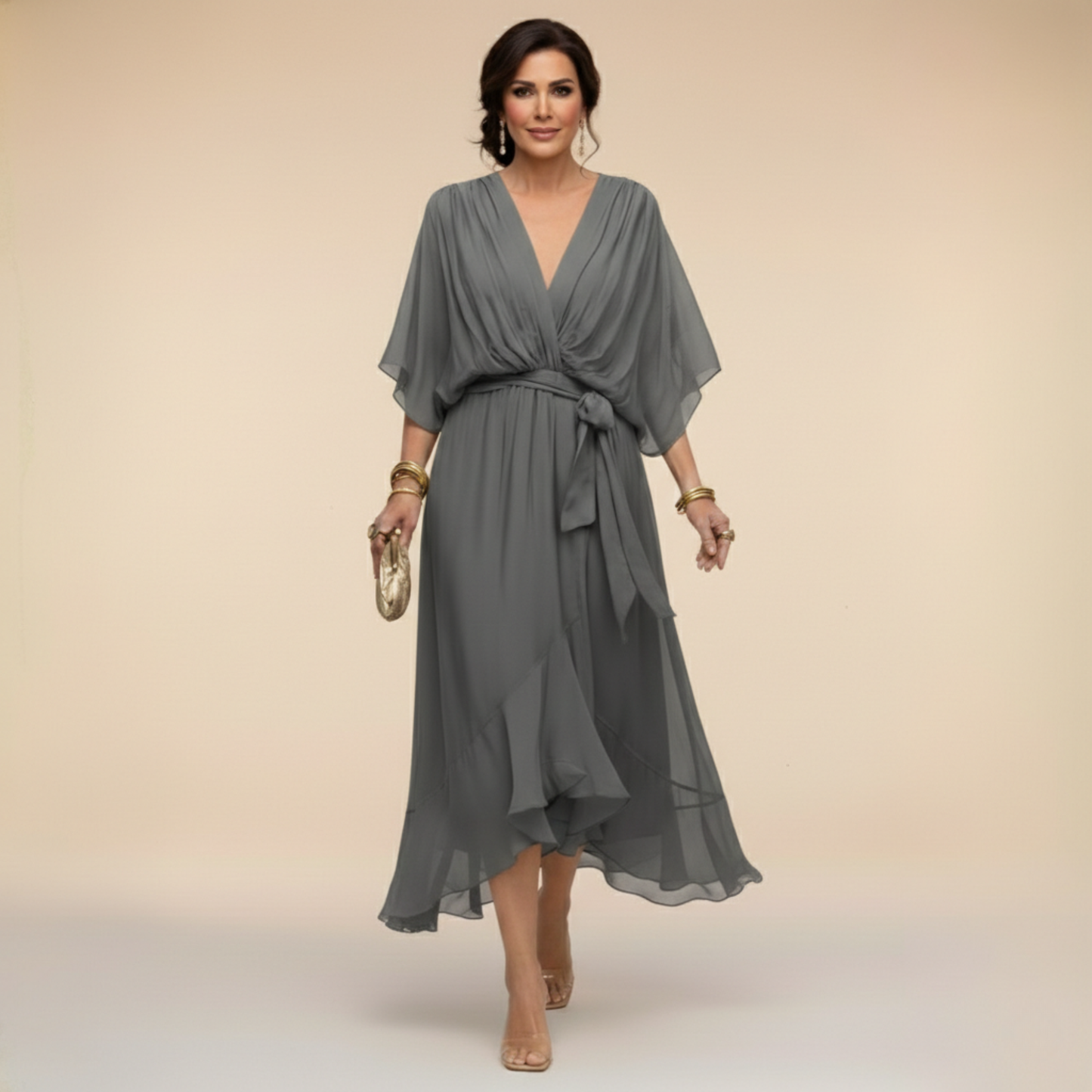 Grace | Chiffon Dress with V-Neck