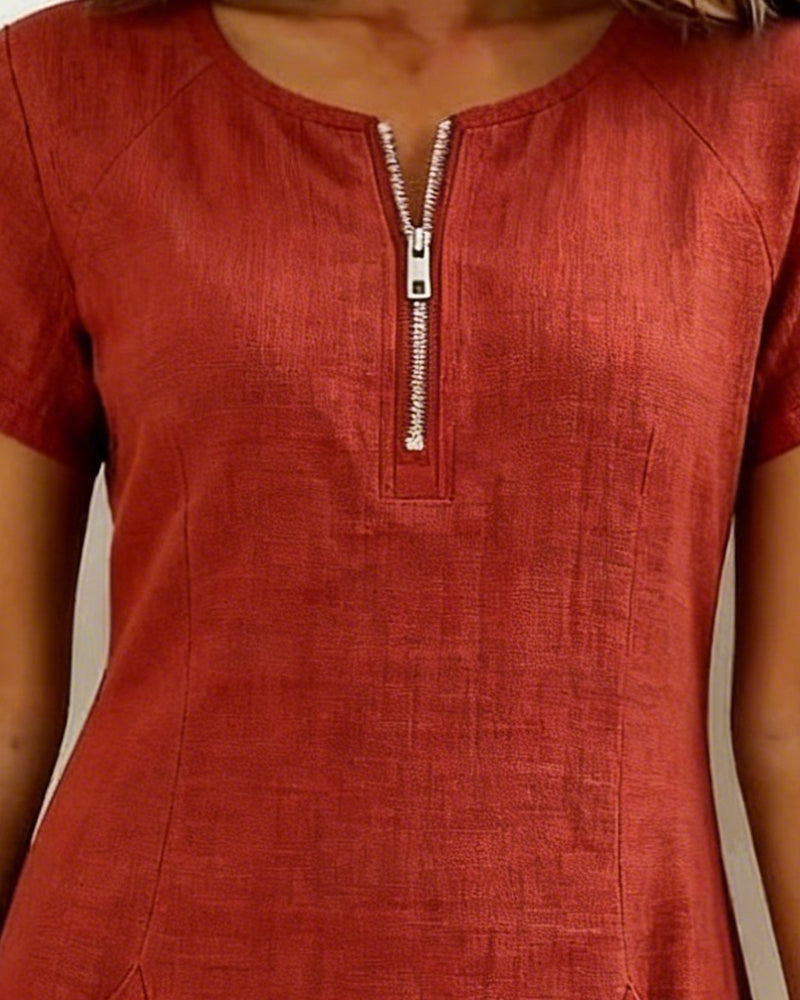 Aisley™ | Cotton Dress with Zip Closure