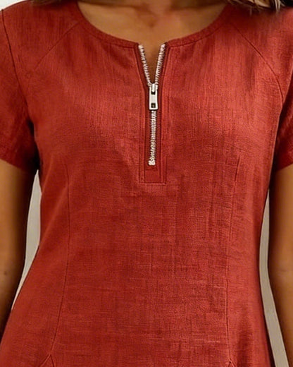 Aisley™ | Cotton Dress with Zip Closure