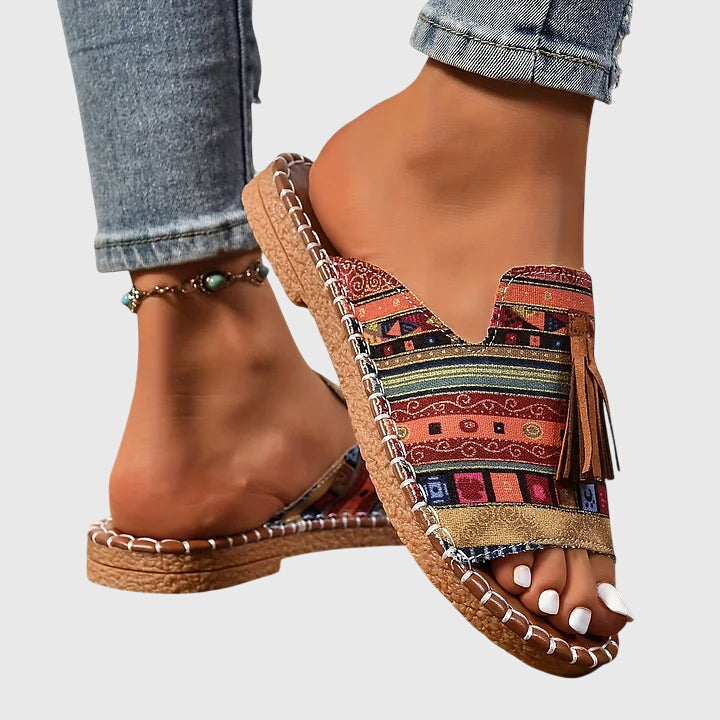 Nathalie | Bohemian Sandals with Pom Poms
