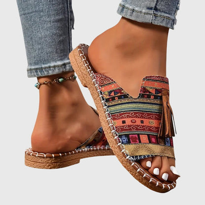 Nathalie | Bohemian Sandals with Pom Poms