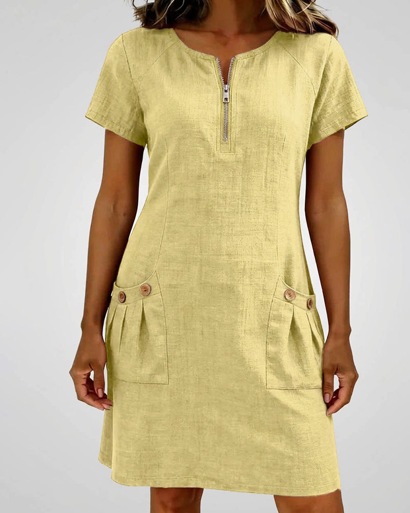 Aisley™ | Cotton Dress with Zip Closure
