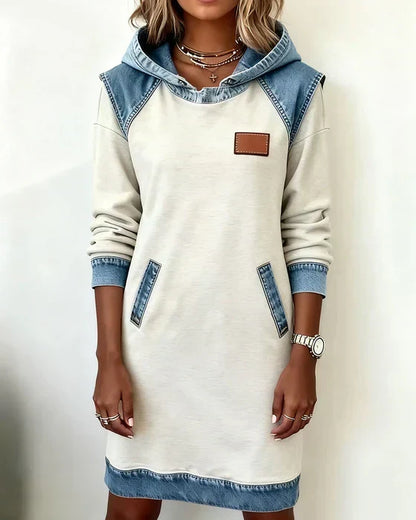 Alexa | Cozy Contrast Hooded Dress