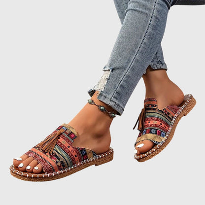 Nathalie | Bohemian Sandals with Pom Poms