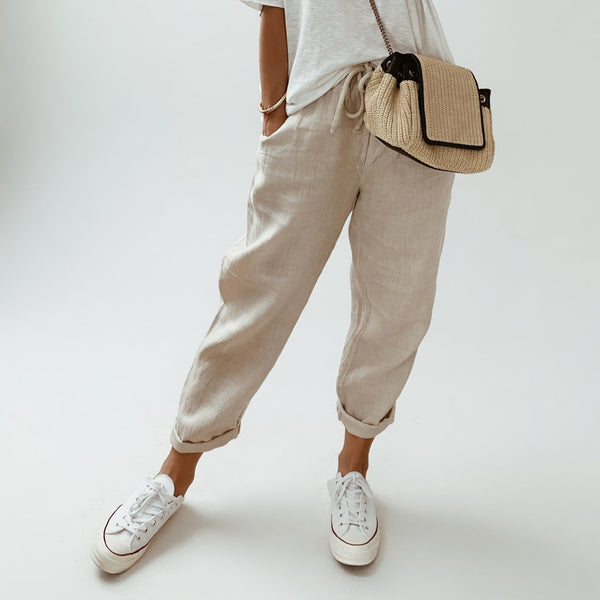 Lucie™ — Fluid Trousers in Cotton and Linen Blend