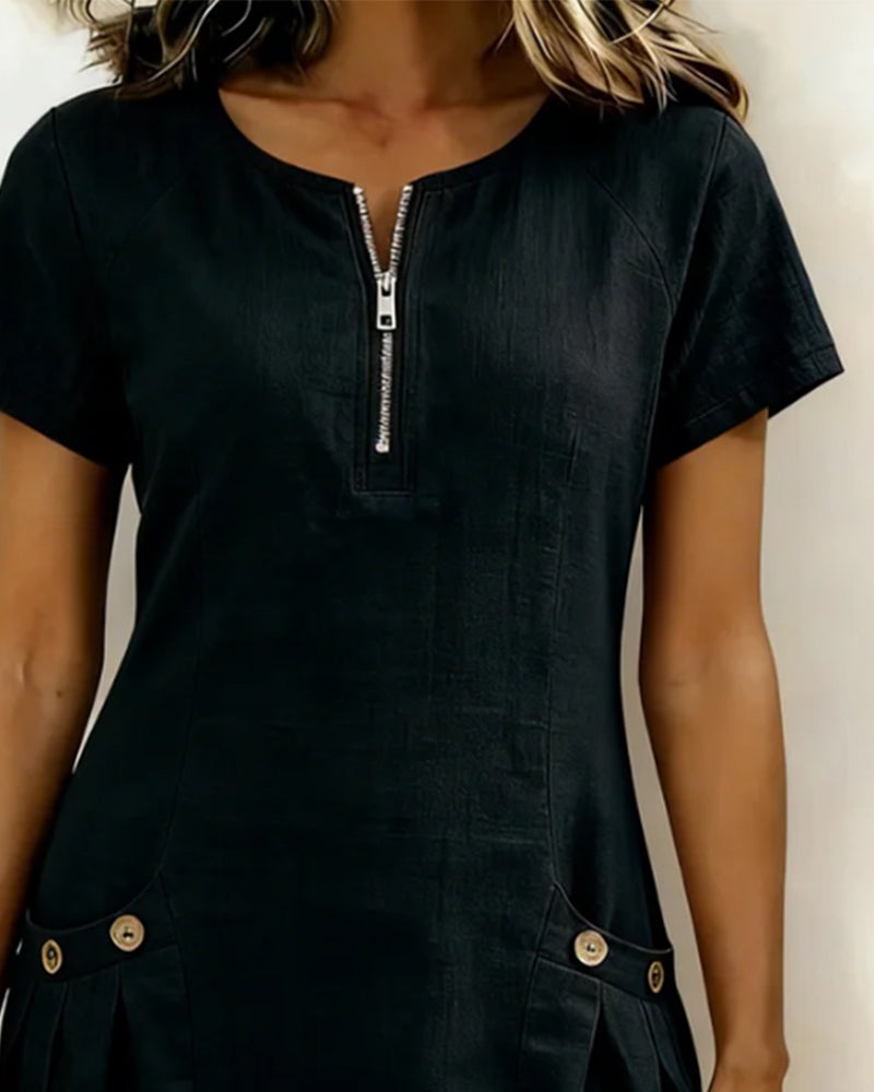 Aisley™ | Cotton Dress with Zip Closure