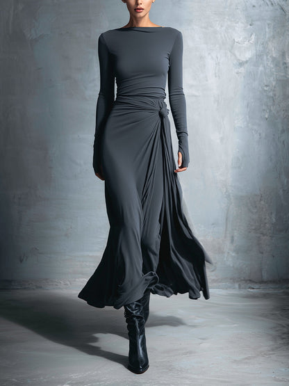 NAOMIE - Side-Knot Wrap Maxi Dress
