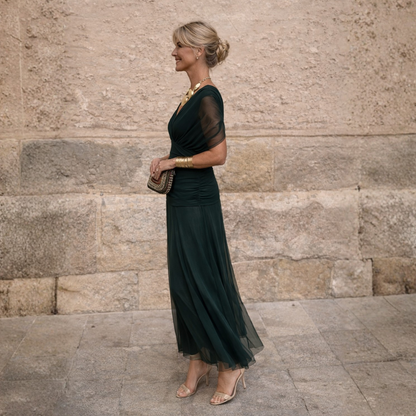 Norma - Off-Shoulder Chiffon Wrap Dress