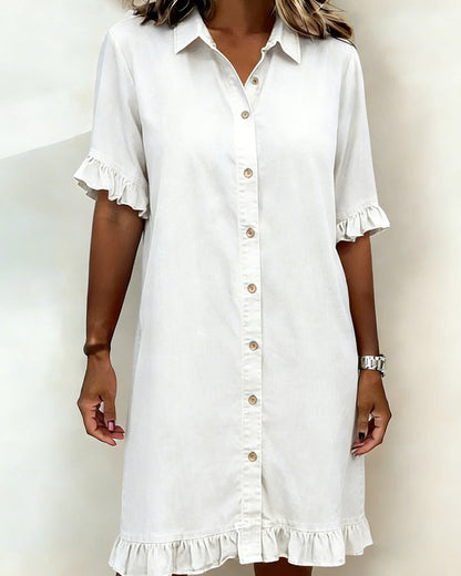 Nancy | Comfortable Denim Dress with Flattering Ruching