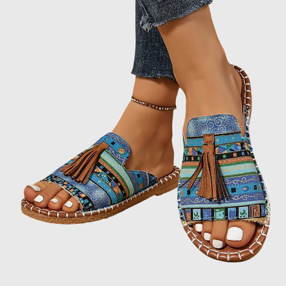Nathalie | Bohemian Sandals with Pom Poms