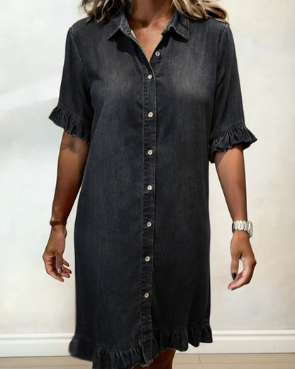 Nancy | Comfortable Denim Dress with Flattering Ruching