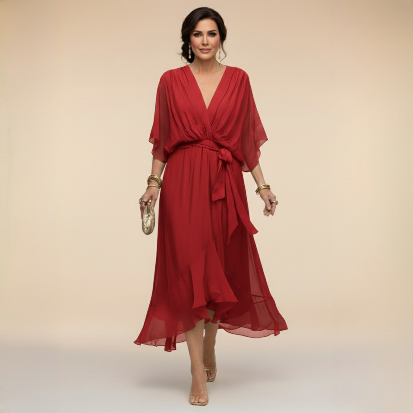 Grace | Chiffon Dress with V-Neck