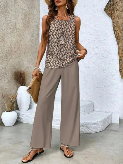 Ovelynra™ | Sleeveless Top and Wide Trousers