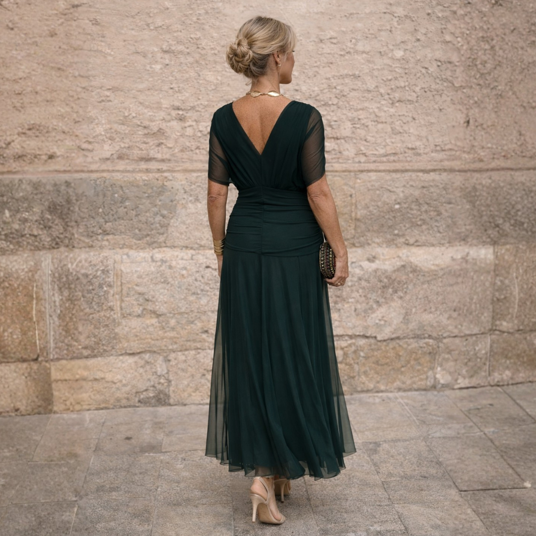 Norma - Off-Shoulder Chiffon Wrap Dress