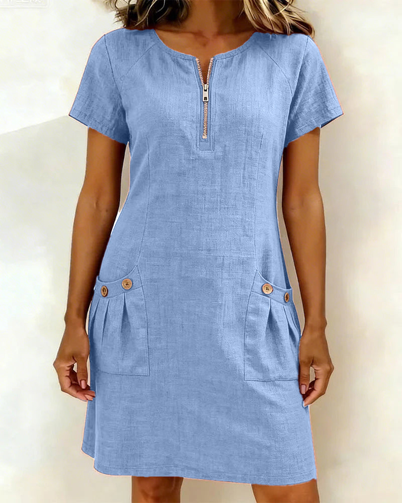 Aisley™ | Cotton Dress with Zip Closure