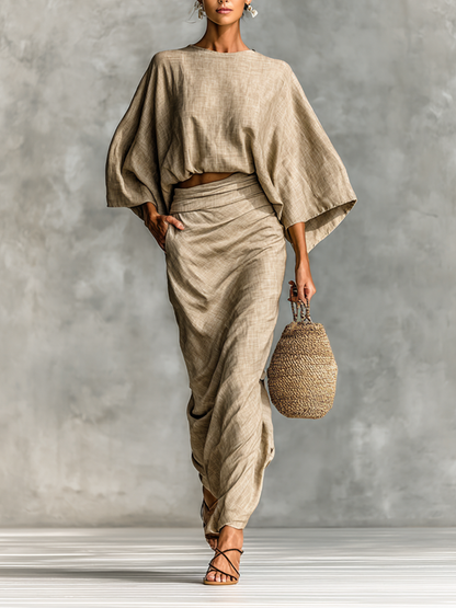PAULE - Batwing Top and Maxi Skirt Set